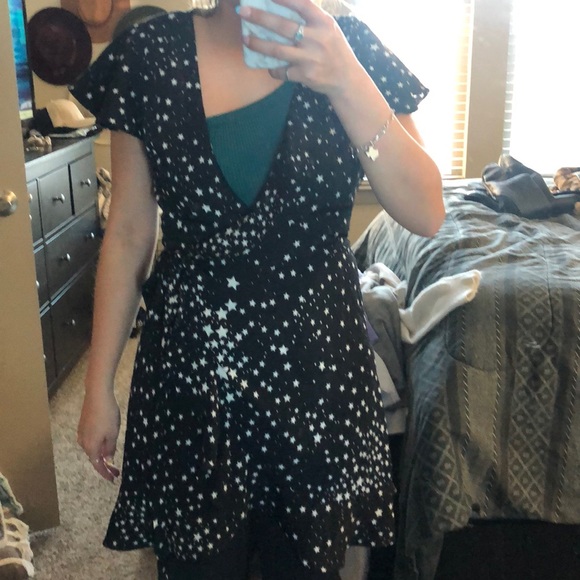 Dresses | Black Star Wrap Dress | Poshmark